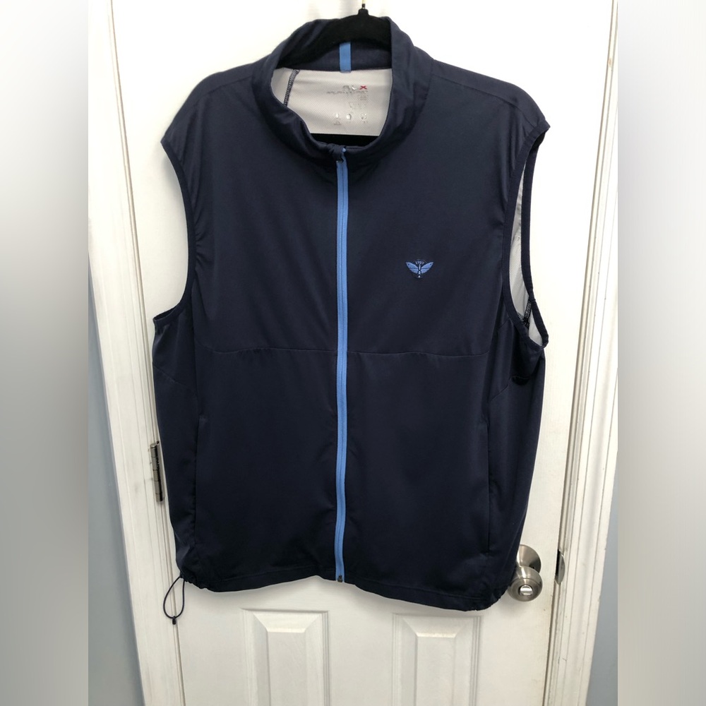 Ralph Lauren RLX Vest Mens X-Large Full Zip Blue Logo Polo Sport Windbreaker